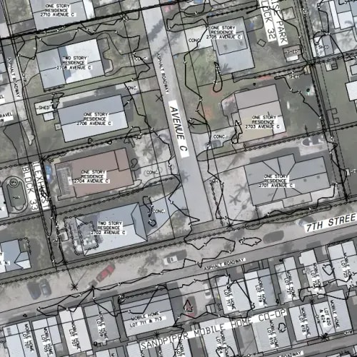 Aerial capture with building linework overlay