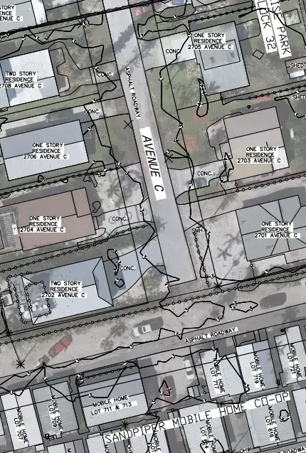 Aerial capture with building linework overlay